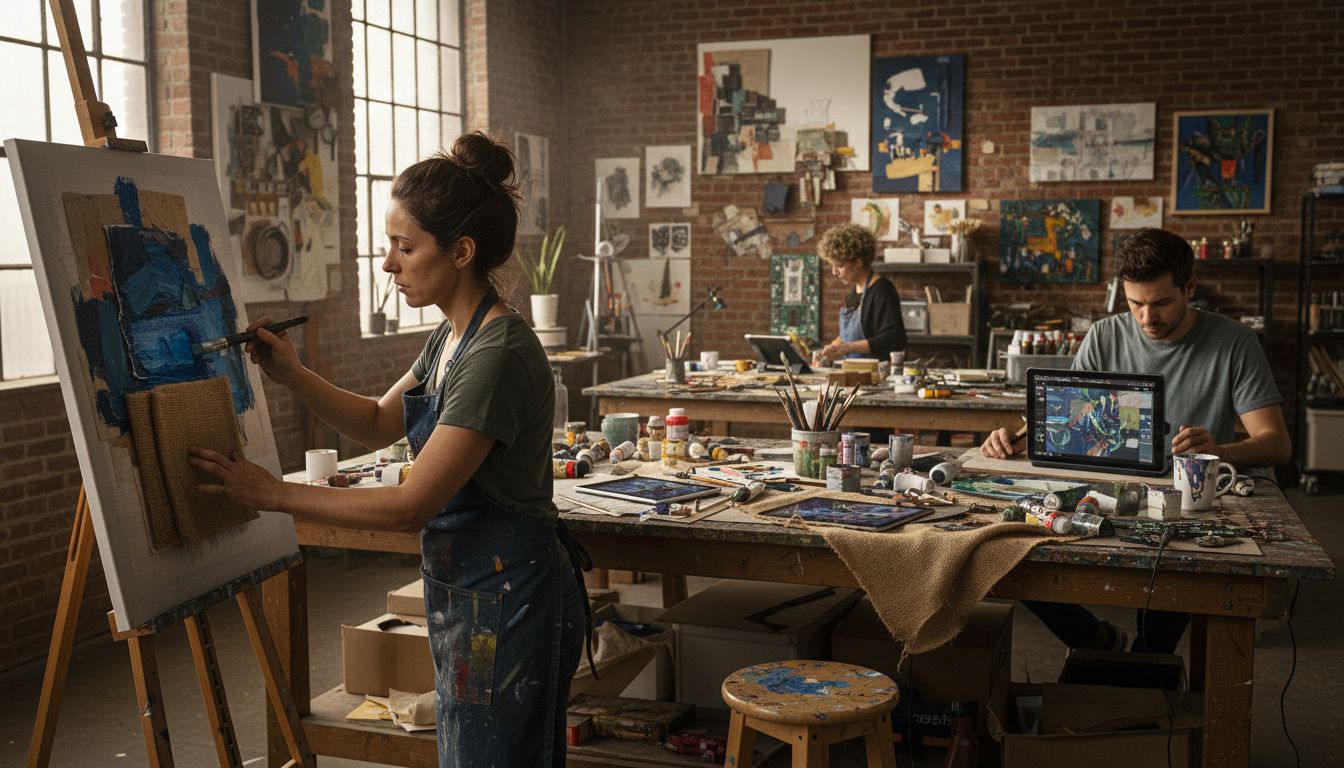 mixed-media kunst atelier